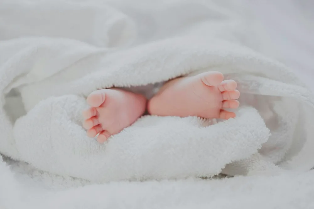 Sleeping newborn baby wrapped in a soft blanket